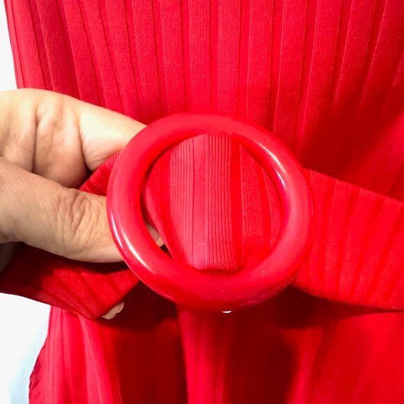 Shade & Shore Women's One Piece Red Ribbed Belted Front Swimsuit-X Large-Adjust - Picture 8 of 14